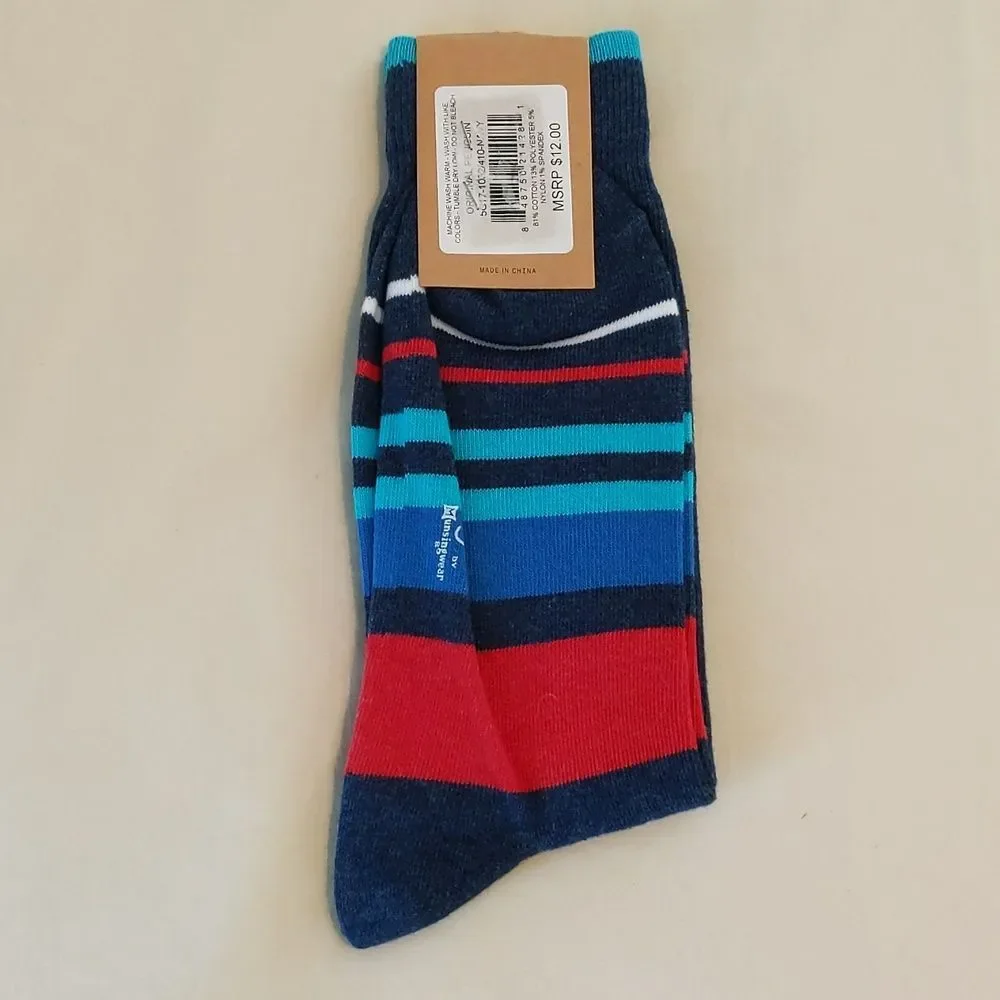 Original Penguin Combed Cotton Blue Striped #1 Foam Finger Socks Mens OS NEW